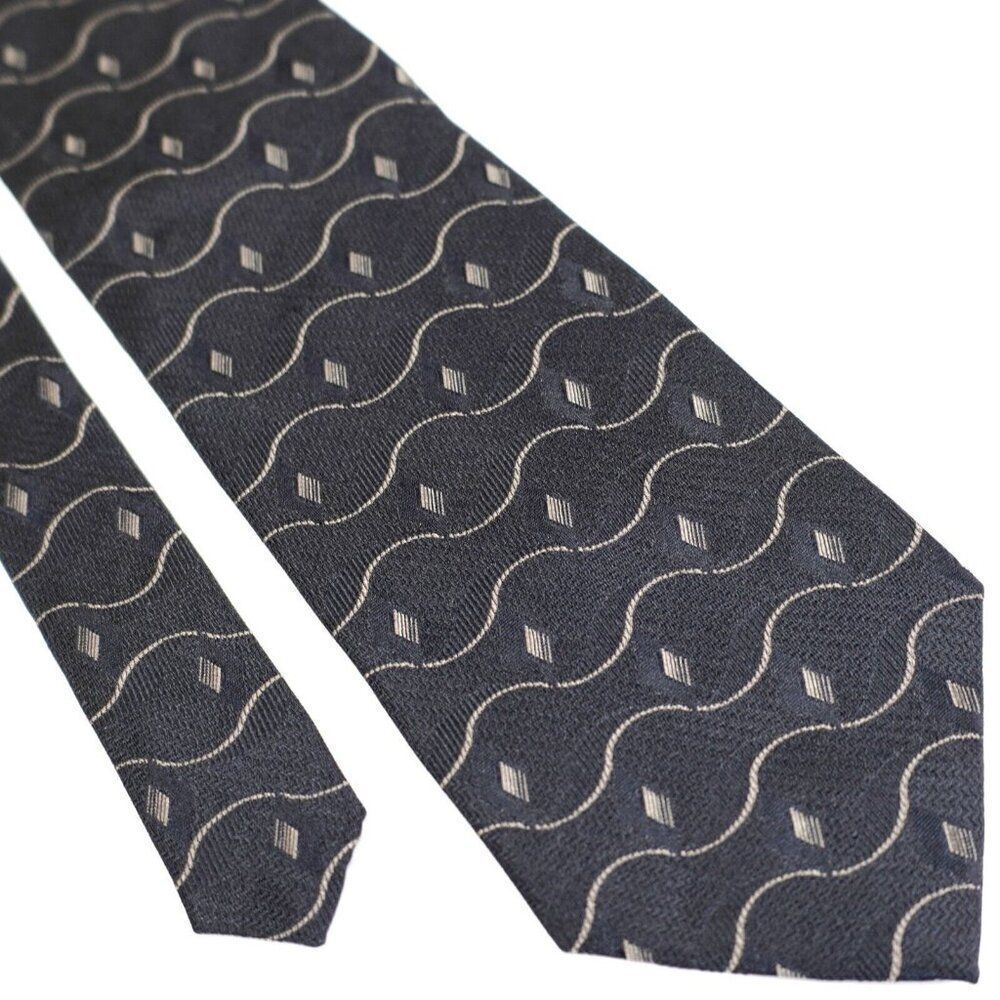 Jos A Bank Black Geometric Wide Woven Tie‎